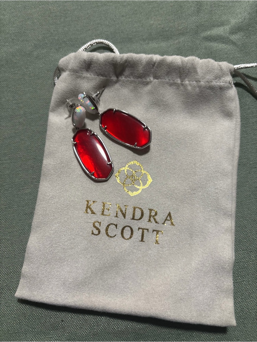 Kendra Scott Opal and Ruby Dangle Earrings